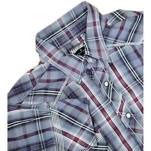 Panhandle Shirt 90 Proof Mens Large Plaid‎ Western Rodeo Long Sleeve Pearl Snap